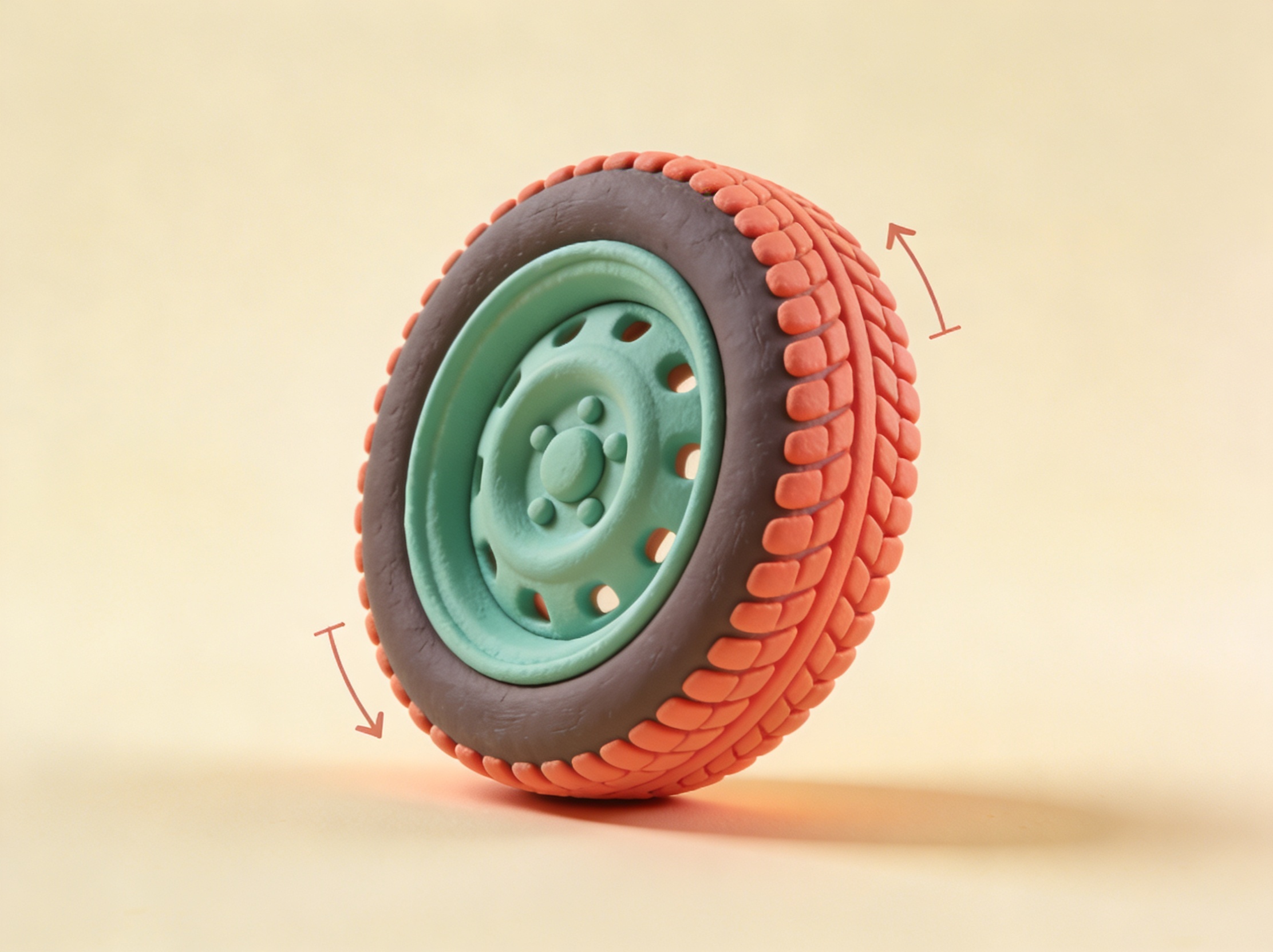 3D-illustrasjon av et bildekk – dekkstørrelse-kalkulator