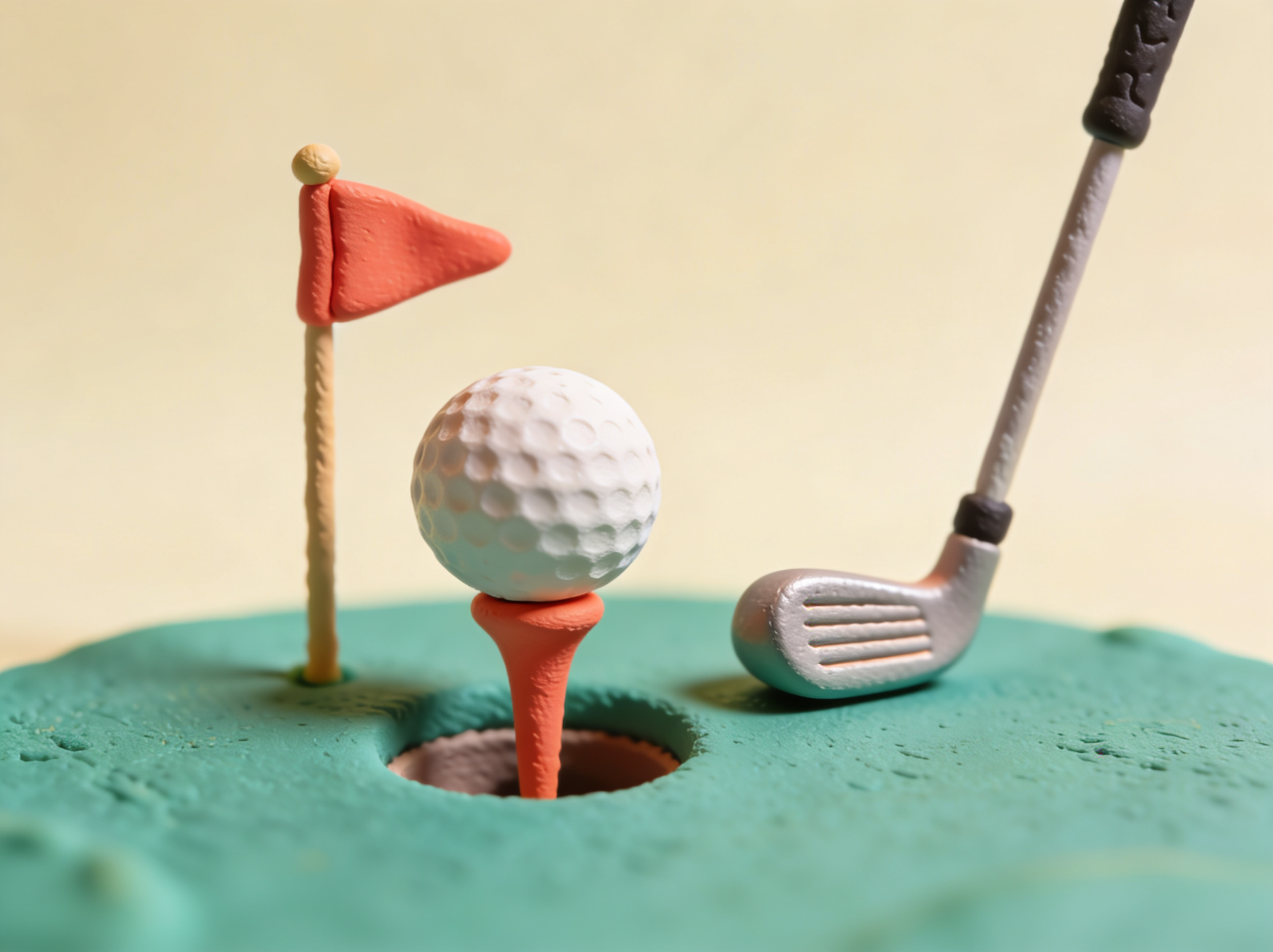 3D-illustrasjon av en golfball, et flagg og en golfkølle – golf handicap-kalkulator